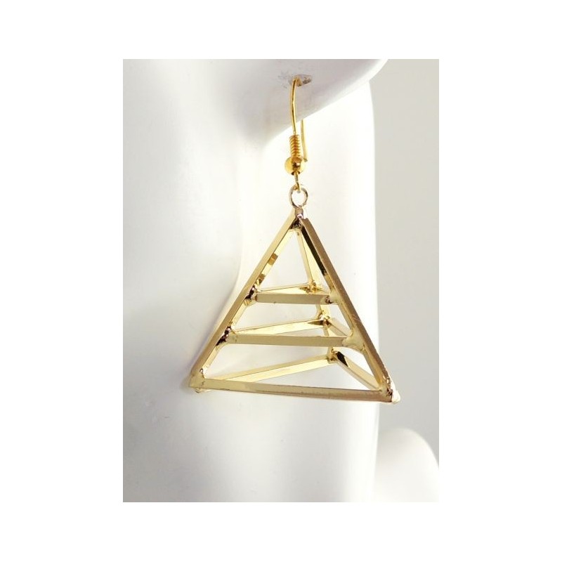 Boucles  métal doré pyramide