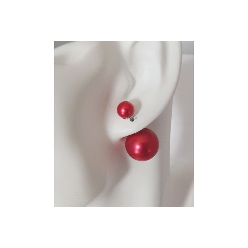 Boucles perles rouges double