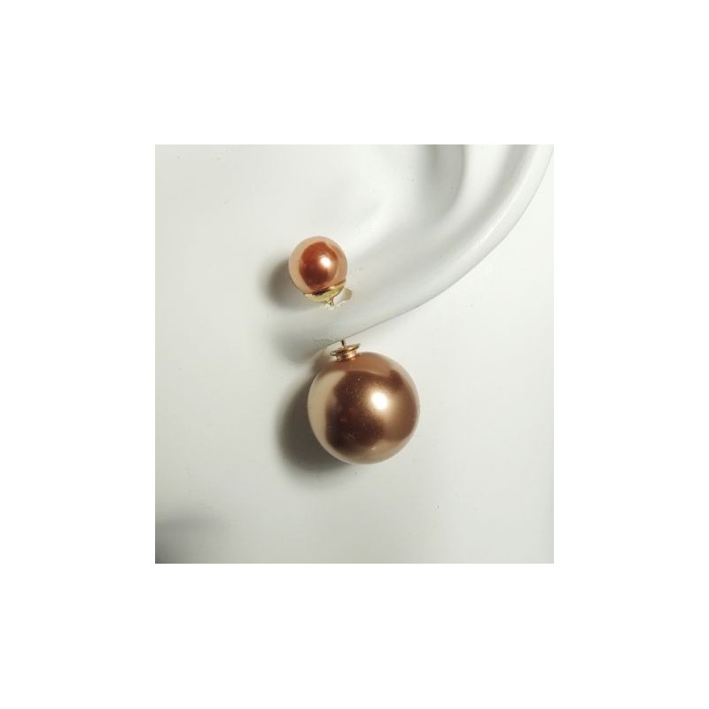 Boucles perles dorées nacrées double