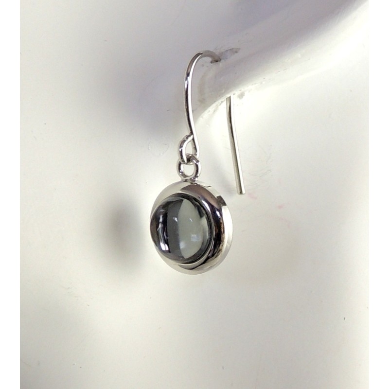 Boucles avec perles de  verre sur métal argenté