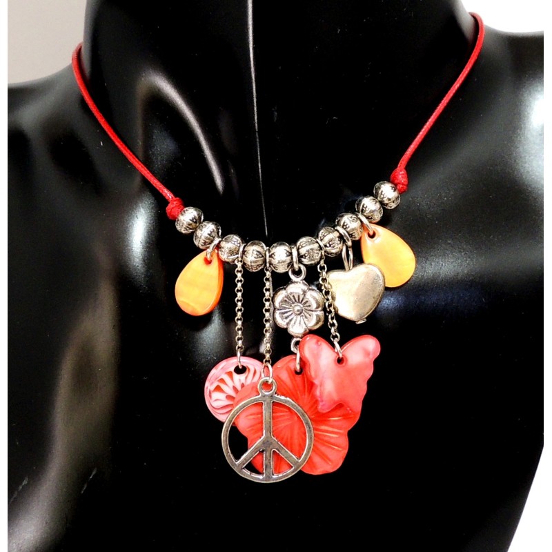 Collier pampilles nacre corail