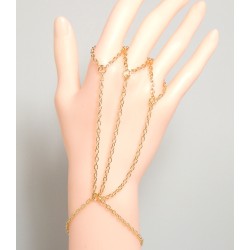 Bijou métal doré pour main, chaînes reliées à 3 doigts ou sur 1 seul