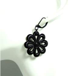 Boucles d'oreilles en forme de fleur, métal noir