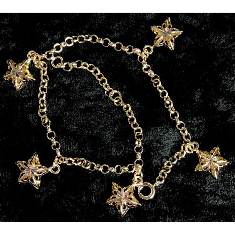 Chaîne de cheville en plaqué or de qualité, étoiles en volume pendantes