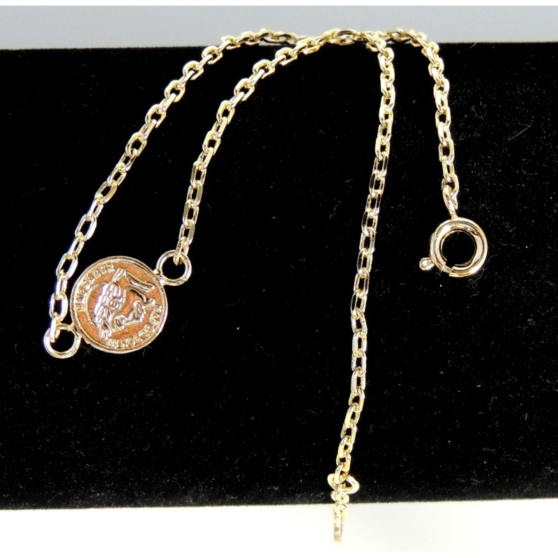 Chaîne de cheville en plaqué or 1 micron de qualité, chaîne ornée d'une médaille représentant un louis d'or