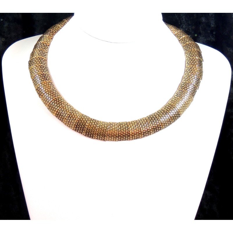 Collier ras de cou Cléopâtre en métal doré façon vieilli et en relief
