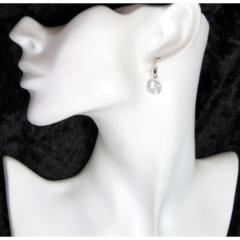 Boucles d'oreilles en argent 925 et cristal autrichien blanc