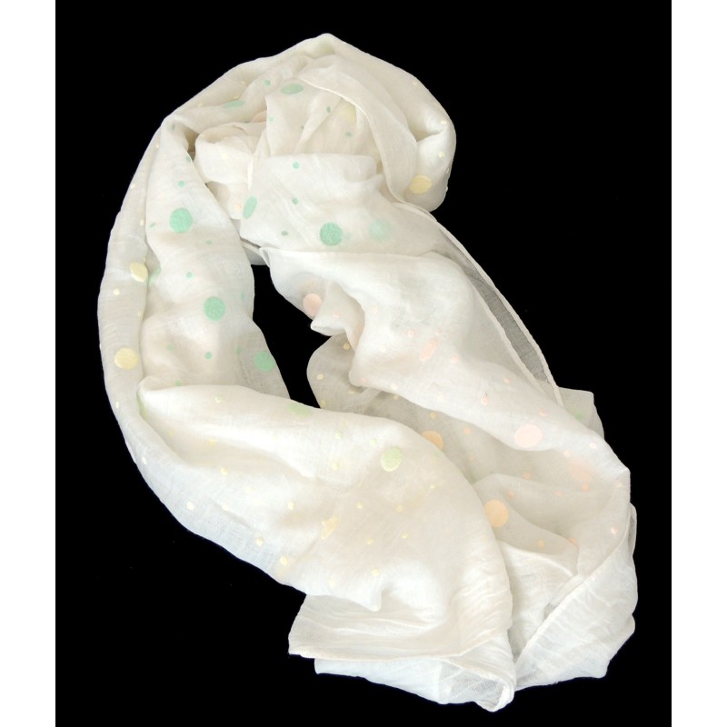 Foulard blanc très tendance imprimé petits pois 3 couleurs