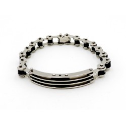 Bracelet en acier inoxydable et silicone noir, chaîne de vélo pour homme