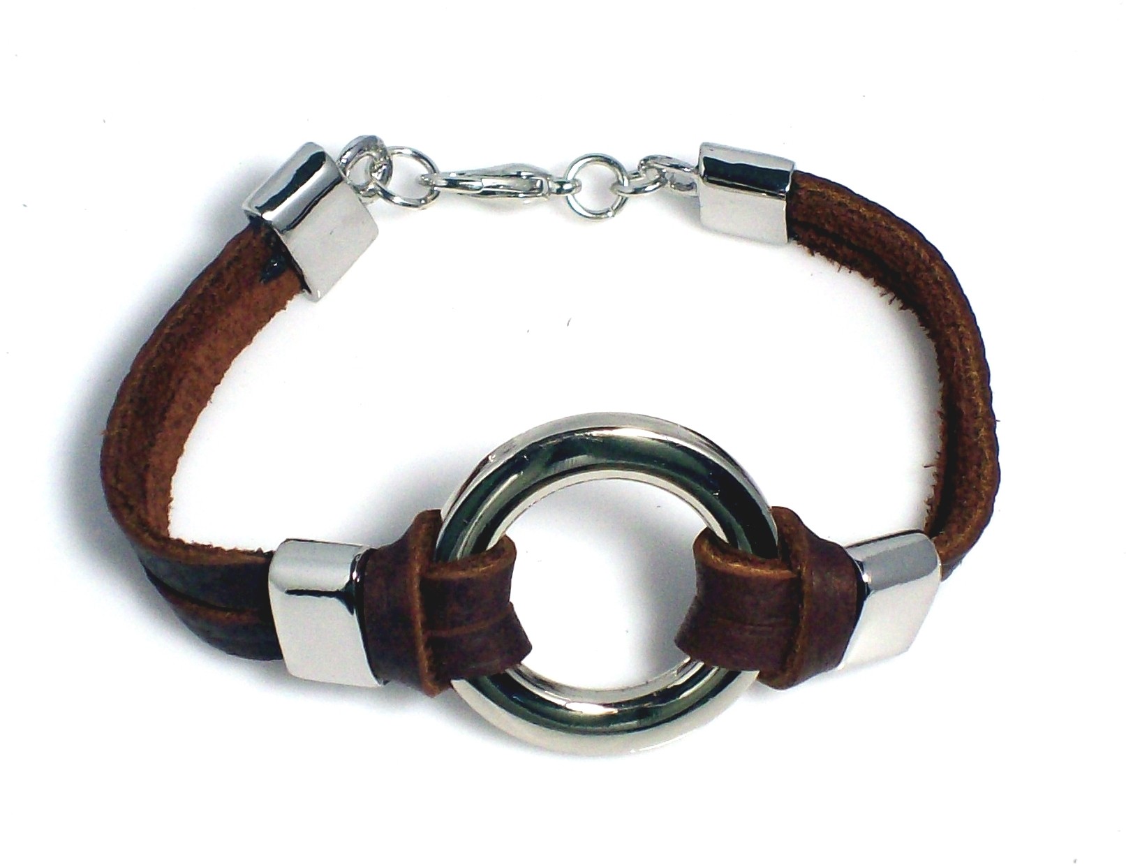 22 cm 5 mm Ø TETE DE MORT marron/noir support métallique stable Bracelet en Cuir Bracelet en Cuir 