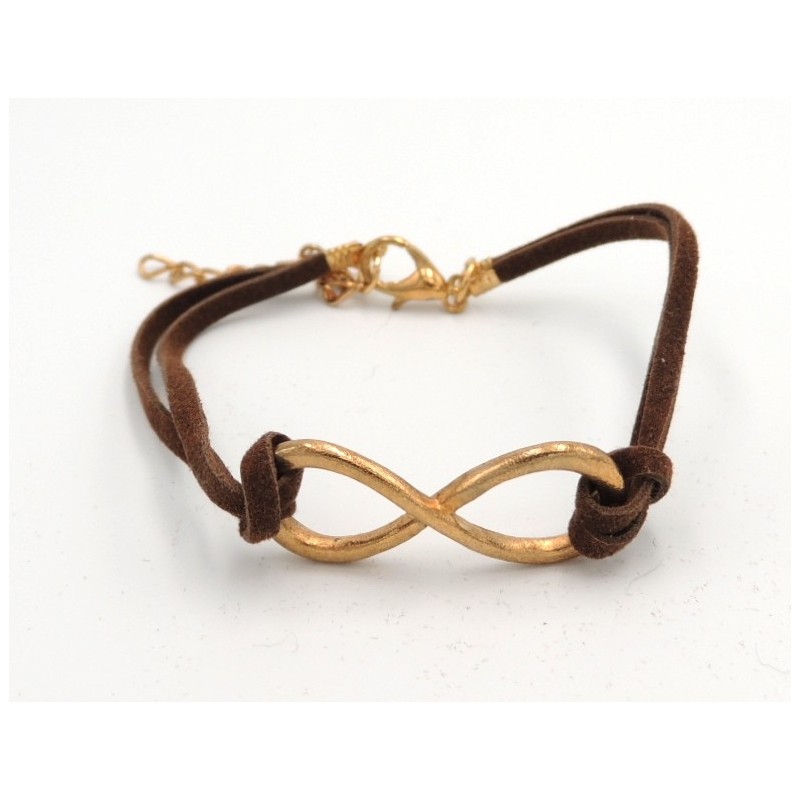 Bracelet en cuir marron infinity  