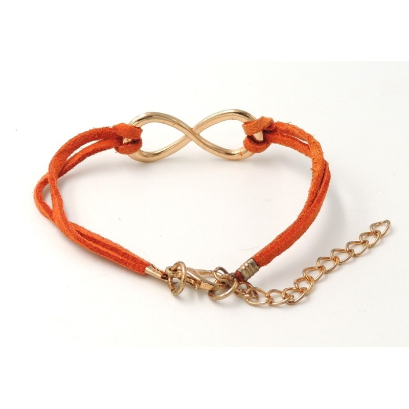 Bracelet en cuir orange  infinity 
