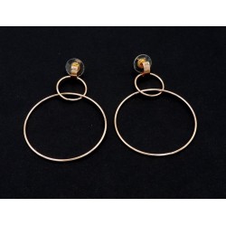 Boucles d'oreilles en métal couleur or rose, 2 anneaux