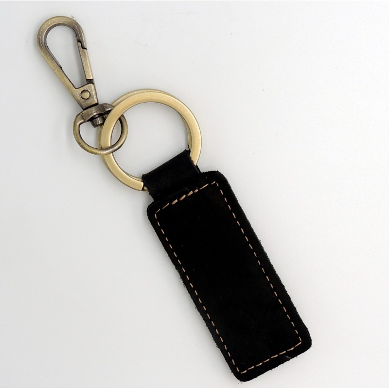 Porte-clés en cuir véritable marron foncé