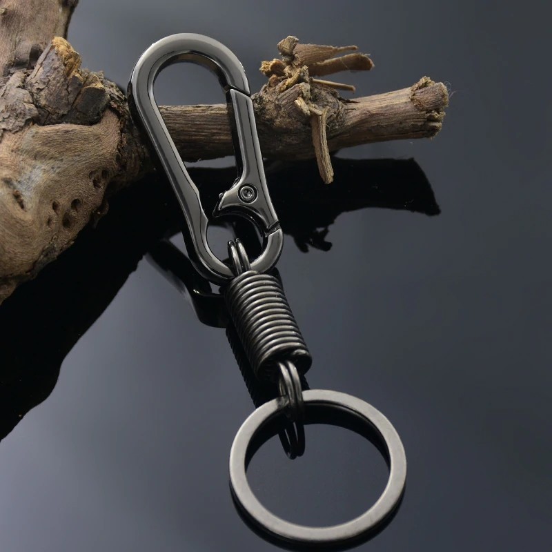 Porte-clés mousqueton en métal noir